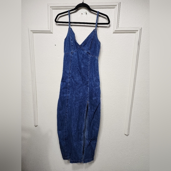 Lulus Crush-Worthy Trend Medium Wash Denim Sleeveless Midi Dress XS Party 90s - Picture 6 of 9